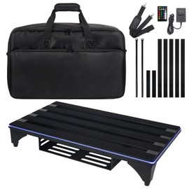 SOYAN RGB Glowing Guitar Pedal Board with Multiple Dynamic Lighting Effects and Music Sync Lighting, 22 x 12.5 IN (APB-22RGB)