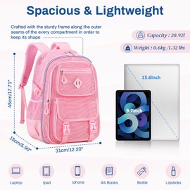 PIG PIG GIRL Mesh Backpack, Heavy Duty Net Bookbag Ultra-Lightweight See Through Backpack Breathable Transparent Backpack Clear Bag for School Beach Sports Gym, Pink