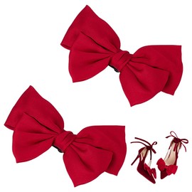 PH PandaHall 2pcs Red Bow Shoe Clips, Removable Shoes Buckle Removable Shoe Clips Elegant Shoes Clip Shoe Jewellery Clips for Women Wedding Summer Party Heels