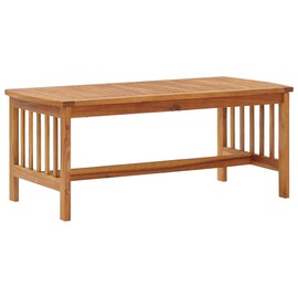 vidaXL Rectangular Coffee Table in Solid Acacia Wood- Oil Finished, Farmhouse Styled Living Room Centerpiece with Slatted Tabletop Design and Unique Grain Pattern