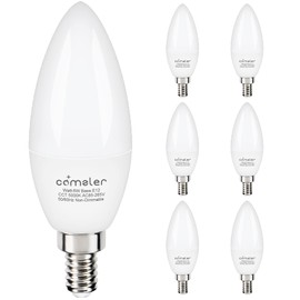 comzler 6W Candelabra LED Bulb, Small Base E12 LED Bulb 60 Watts Equivalent,Chandelier Light Bulbs Type B Light Bulb Daylight 5000K, Pack of 6, Non-Dimmable