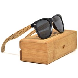GOWOOD Zebra Wood Sunglasses Mens & Women | Premium Polarized Real Wood Temples & Acetate Frame | Blacked out Sunglasses UV400 Lenses | Women & Mens Sunglasses UV Protection | CE Marked