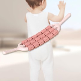 SM SunniMix Massage Roller Stick Fitness Three Row Multiuse Comfortable Massage Tool Muscle Roller for Buttocks Calf Waist Back Shoulders, pink