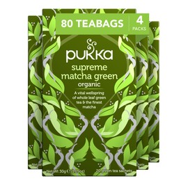 Pukka Herbs Supreme Matcha Green Organic Herbal Tea, Energizing Infusion Organic Tea Selection, With Matcha Powder, Ideal For Daily Vitality, 80 Total Tea Bags (20ct - Pack of 4)