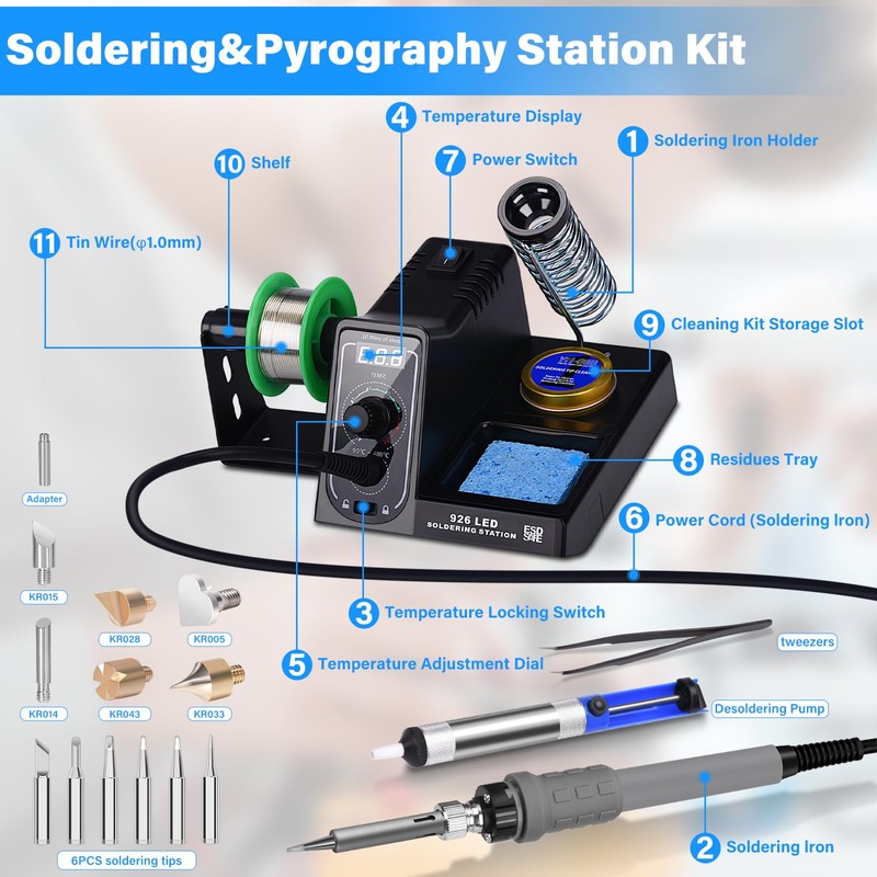 60 W Soldering Station, Soldering Iron Set, 90 °C ~