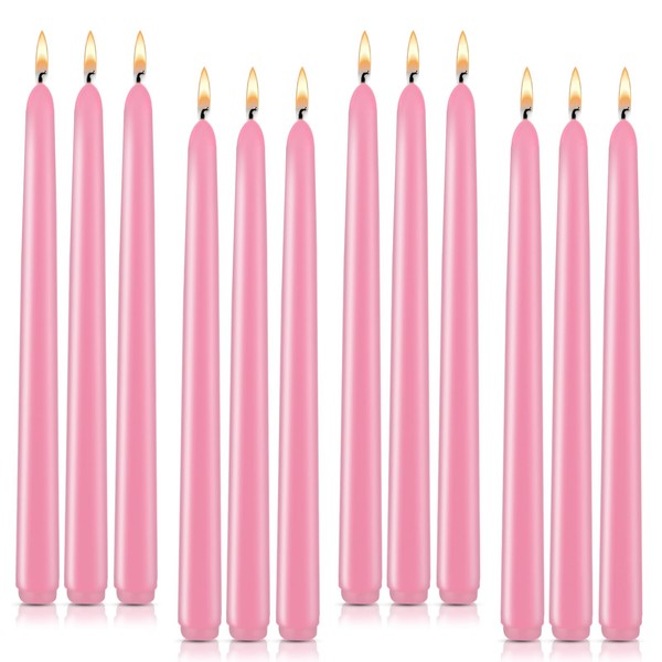 Taper Candles, Non-Toxic, Non-Smoking 10-inch Pink Taper Candles (Set of