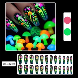 Ballerina Press on Nails Colorful Jellyfish Fake Nails Extra Long Coffin Nail Glossy Artificial Glue on Nail for Women DIY Acrylic Manicure