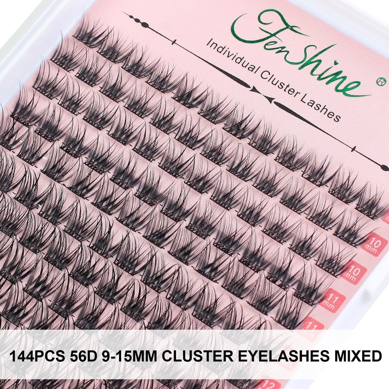Fenshine Cluster Lashes, Individual Eyelashes, D Curl, 9-15 mm Length,