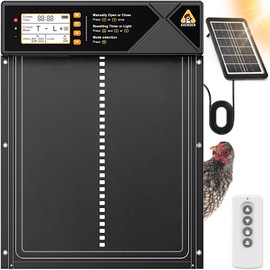 Large Automatic Chicken Coop Door Solar Powered, Aluminum Alloy Automatic Chicken Door with 4 Modes, Light Sensor, Timer, LCD Display & Anti-Pinch Tech