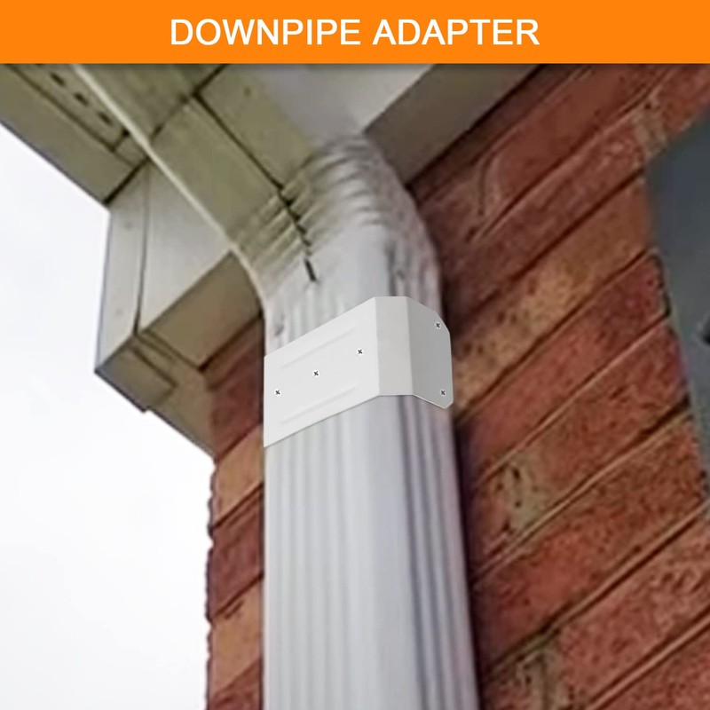 Downspout Adapter Gutter Pipe Clip Hidden Bracket 3x4 White Set