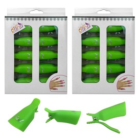 Pana 20 Pieces GREEN Reusable Acrylic Nail Soak Treatment UV Gel Polish Remover Clip Cap Manicure Tool