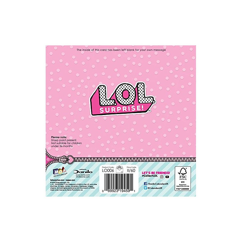 LOL Surprise LO006 "Blank" Birthday Card Multi