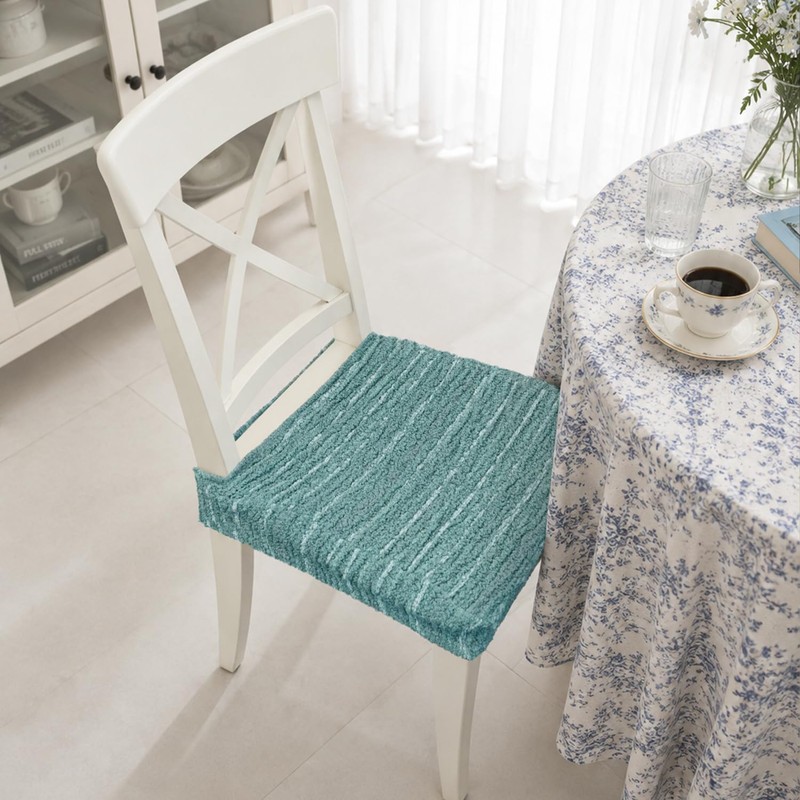 Lawalon Heavyweight Cotton Dining Seat Covers for Chairs (Creamy White,
