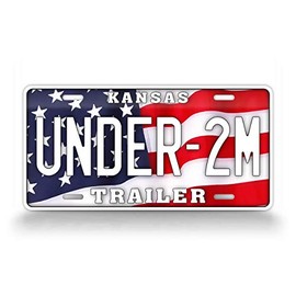 SignsAndTagsOnline Under 2M Kansas Trailer American Flag License Plate KS Under 2000 Pounds Trailer Tag