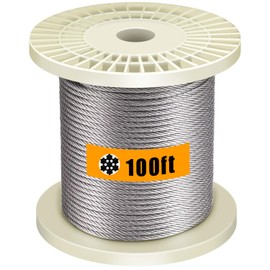 Favordrory 1/8 inch T316 Grade Stainless Steel Wire Rope Cable (1 Roll of 100 Feet)