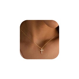 Turandoss Gold Cross Necklace for Women Faith Jewelry Gifts - Dainty 14K Gold Plated Diamond Necklace Simple Cubic Zirconia Cross Pendant Necklaces for Women Trendy First Communion Jewelry Gifts