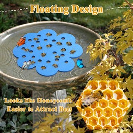 8 Pieces Floating Bee Island, 6.1in Bee Waterer Feeder, Butterfly Watering Station with Unique Honeycomb Design, for Outdoors Thirsty Pollinators Feeding (Purple, Green, Yellow, Blue)