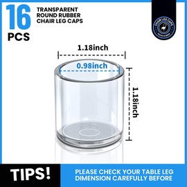 HNYYZL Chair Leg caps,25mm,16 PCS,Chair Leg Floor Protectors,Rubber feet for Furniture,Chair Leg Tips Rubber (Clear)