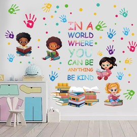 PLIGREAT 3 Sheets Colorful Inspirational Quotes Wall Stickers Reading Book Removable Vinyl Wall Decals for Kids Bedroom Reading Room Nursery School Classroom Wall DIY Decorative Stickers