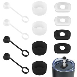 DLAND 12-Piece Silicone Leak-Proof Set for 30-40oz Tumblers - Reusable Straw Covers & Spill Stoppers, Includes 4 Square + 4 Round Lids + 4 Straw Caps (Fits Most Brand Cups)