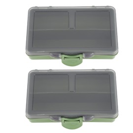 Alomejor 2Pcs Fishing Toolbox Mini PP Storage Box Case for Storage and Organization of Fishing Accessories(2 cells)