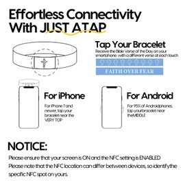 KOOFUR Bible Verse Bracelet，With Nfc Chip Christian Daily Bible Verse Bracelet，Faith Inspirational Gifts For Teens Women Men Religious Gospel (blue)