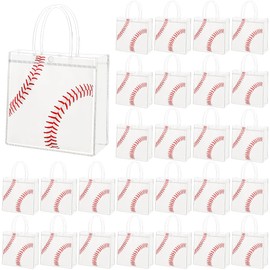 MIMIND Baseball Gift Bags Baseball Party Favor Goodie Bag with Handles 8 x 8 x 3.15 Inch, 30 Pieces Clear PVC Bags Sport Theme Treat Bag for Sports Team Birthday Holiday Party Supplies