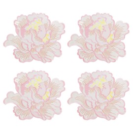 Spring Rose Placemats Set of 4, Cutwork Embroidered Floral Flower in Field Dresser Scarf for Home Kitchen Dining Spring Holiday Tabletop Decoration (Placemat 14" Set of 4, Rose)