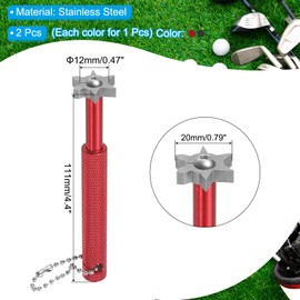 PATIKIL Groove Sharpener with 6 Heads, 2 Pieces Golf Club Sharpeners Re-Grooving Sharpening Tool and Cleaner for U & V-Grooves Utility Clubs, Black, Red