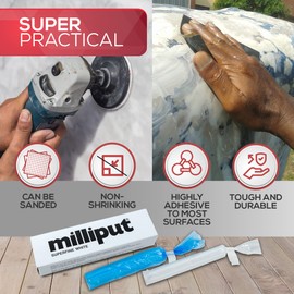Milliput - Plumbers Putty - Porcelain Repair Kit - Superfine White Epoxy Putty 2 Pack with Gloves - Fiberglass Bathtub Chip and Ceramic Tile Repair Kit, Cracked Sink, Tub and Tile Refinishing Kit