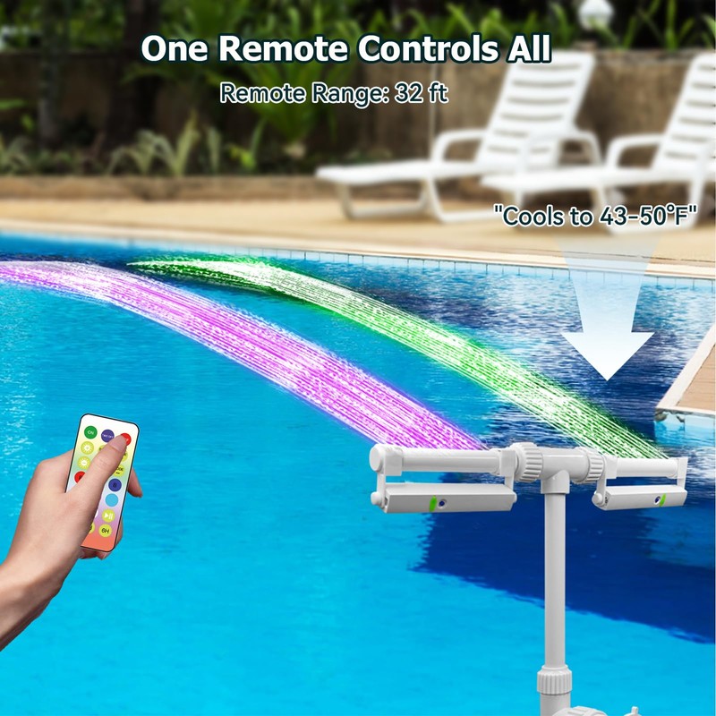 Solar Pool Fountain with Lights-7 RGB Colors & 42 Lighting