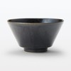 Mu-in Ryohin Mino-yaki Rice Bowl, Black Glaze, Approx. Diameter 12.7