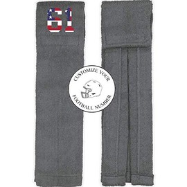 Player Number Football Towel Gray w/USA American Flag Number - Customize Your Number (61)
