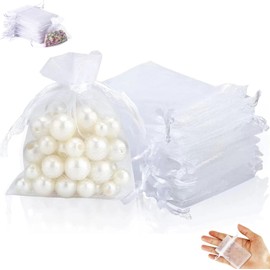 100pzs Bolsas de Organza 7×9cm, Bolsas de Regalo de Malla Blanca con Cordón, Bolsitas de Recuerdo para Dulces y Joyas – Ideal para San Valentín, Boda, Cumpleaños, Navidad y Día de la Madre