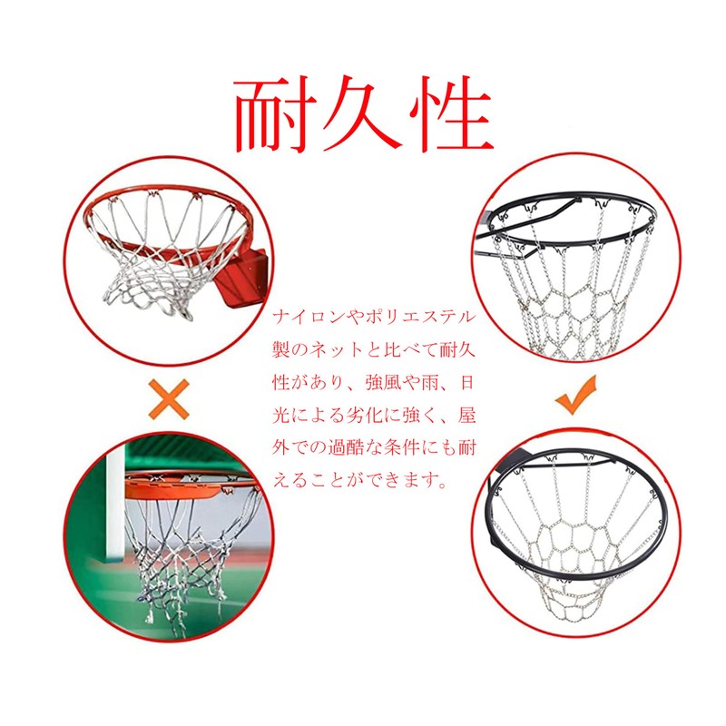 Pochitto Mise Basketball Hoop Net, Outdoor Metal Chain, Ring Net,