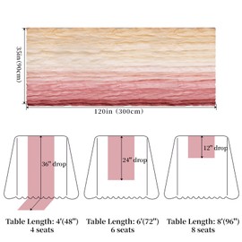 XJJDCB Cheesecloth Table Runner, Gradient-Beige and Pink Gauze Table Runner, Widely Use Cheese Cloth Table Runner 120 Inches Long, Versatile Sheer Table Runner with Crinkle, for DIY, Party, Wedding