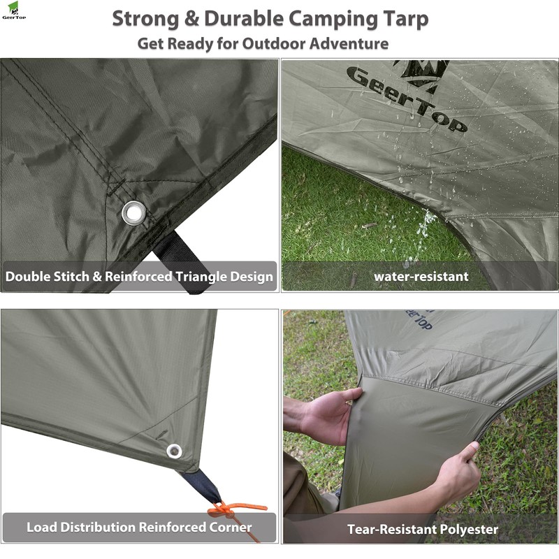 GEERTOP Large Camping Tent Tarp 17 x 10ft Portable Hammock