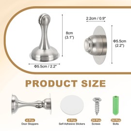 MECCANIXITY Magnetic Door Stoppers Stainless Steel Door Stops, Wall Floor Mounted Doors Holder Keep Doors Open for Home Office Closet (Silver Tone, Pack of 4)