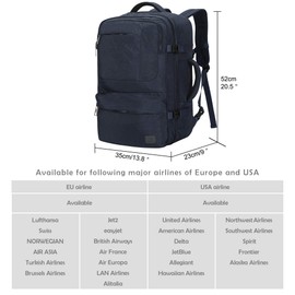 Hynes Eagle 44L Carry on Backpack Flight Approved Compression Travel Pack Cabin Bag, Dark Blue