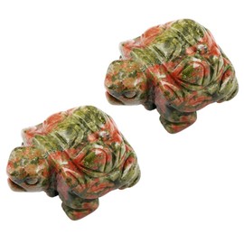 SUNYIK Unakite Turtle Tortoise Pocket Statue Figurines Bookend Amulet Fengshui Pack of 2
