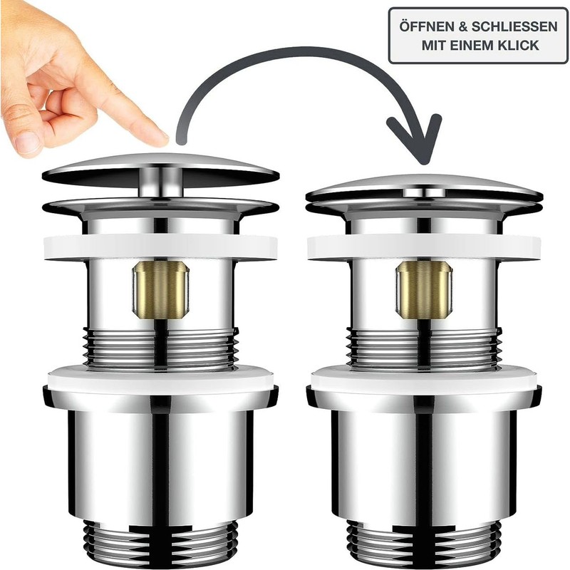 Yelcona Universal Drain Fitting with Overflow - Pop Up Valve
