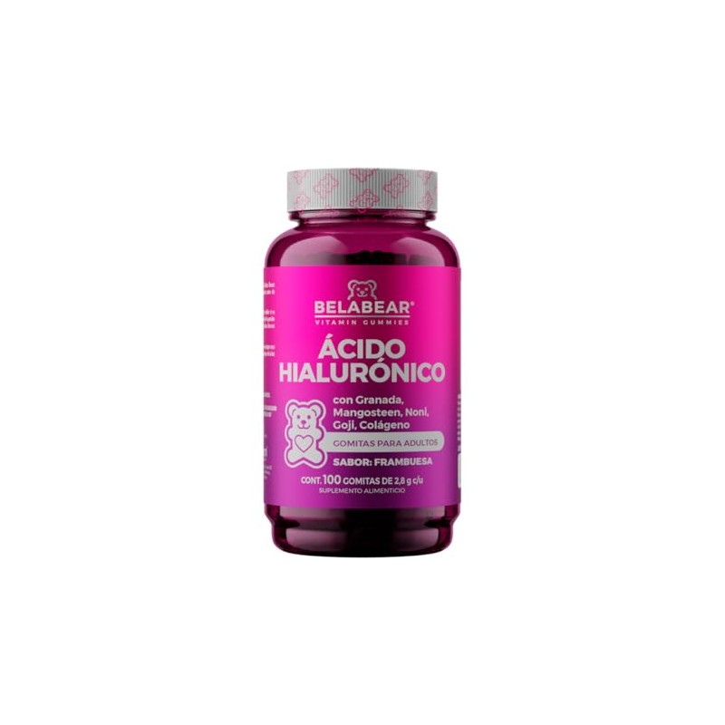 Belabear Ácido Hialurónico - Sabor Frambuesa - Granada, Mangosteen, Noni,