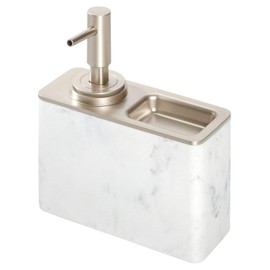 iDesign Dakota Resin Marble Pump with Ring Tray, Liquid Soap Dispenser Holds 10 Oz. for Bathroom, Kitchen Sink, Vanity