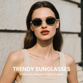 Cyxus Vintage Metal Sunglasses for Men and Women Retro Old Money Style UV Protection Classic Oval Frame Shades Grey Silver