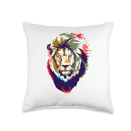 Lion Head-King of Animals-Alpha Hunter Throw Pillow, 16x16, Multicolor