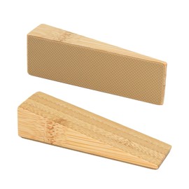 LLMtn Pack of 2 Bamboo Fixed Door Stoppers Floor with Rubber, Wooden Wedges for All Types of Doors, Non-Slip Door Stopper for All Floors, Non-Slip Bamboo Door Stopper
