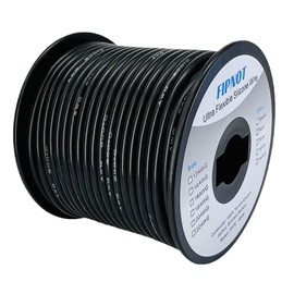 FIPNOT 12 AWG Wire 12 Gauge Silicone Wire - 50ft Black Spool, Extra Flexible 12AWG Stranded Tinned Copper Wire 200℃ 600V - Automotive, Battery, Solar, Marine
