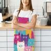 Novstuf Cooking Apron Cartoon Black White Cat Pattern Aprons Adjustable