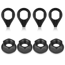 Bicycle Hub 3/8 Inch Black Flange Shaft Nut Kits, Bicycle Hub Flanged Axle Nut and Safety Washer Bicycles Wheel Axle Nuts with Front and Rear Bicycles Wheel Safety Washers, Black BicycleHub Parts