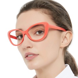 MARE AZZURO Oversized Reading Glasses Women Cat Eye Readers 0 1.0 1.25 1.5 1.75 2.0 2.25 2.5 2.75 3.0 3.5 4.0 5.0 6.0 (Red 275)